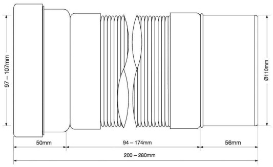 Гофра для унитаза с гладким окончанием (L210-330мм) McAlpine  MRWC-F20P