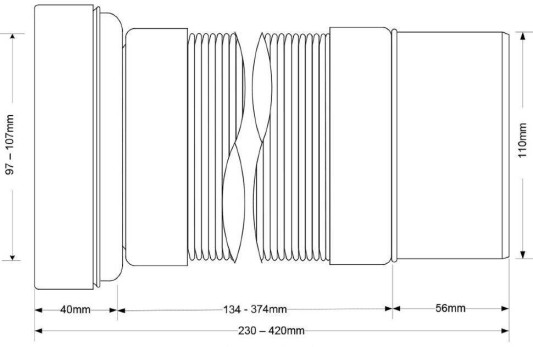 Гофра для унитаза с гладким окончанием (L230-440мм) McAlpine  MRWC-F23P